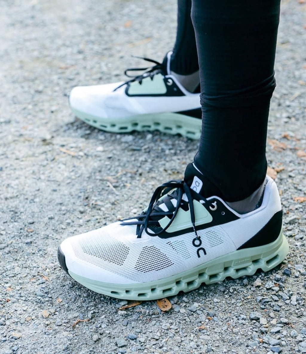 On Cloudstratus White Black Sage Running Shoes